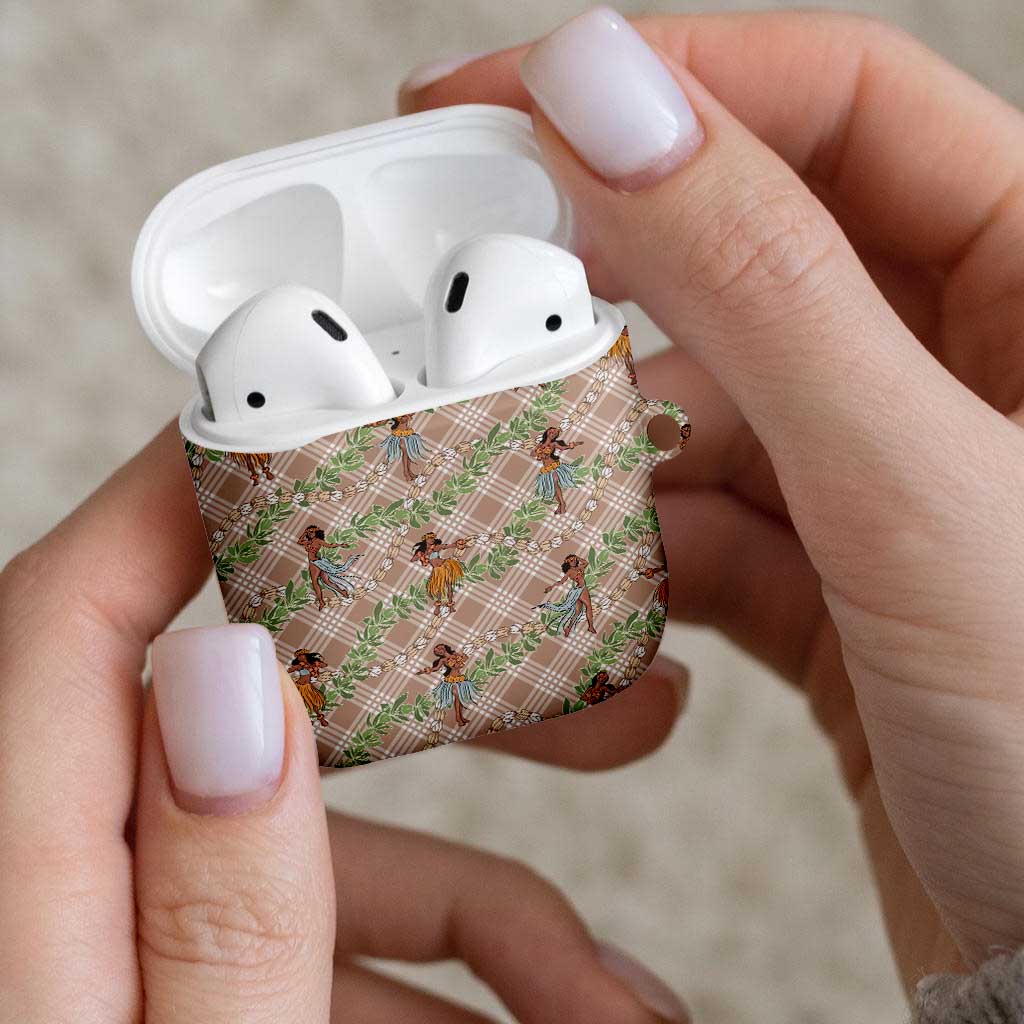 Beige Palaka Hula Girls Seamless Hawaii Aloha AirPods Case LT7 - Polynesian Pride