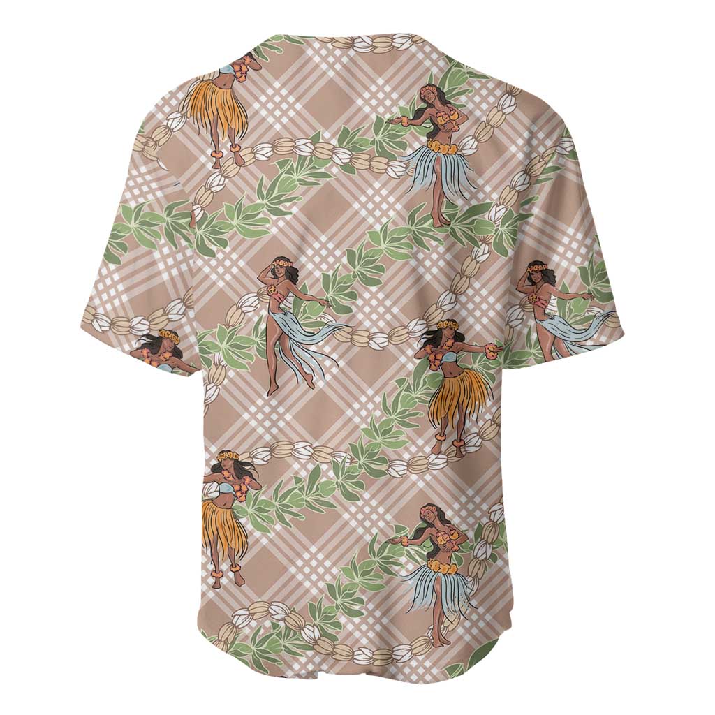 Beige Palaka Hula Girls Seamless Hawaii Aloha Baseball Jersey - Polynesian Pride