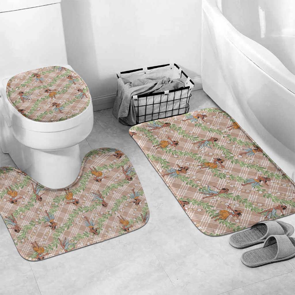 Beige Palaka Hula Girls Seamless Hawaii Aloha Bathroom Set - Polynesian Pride
