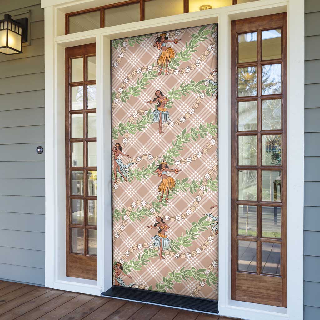 Beige Palaka Hula Girls Seamless Hawaii Aloha Door Cover LT7 - Polynesian Pride
