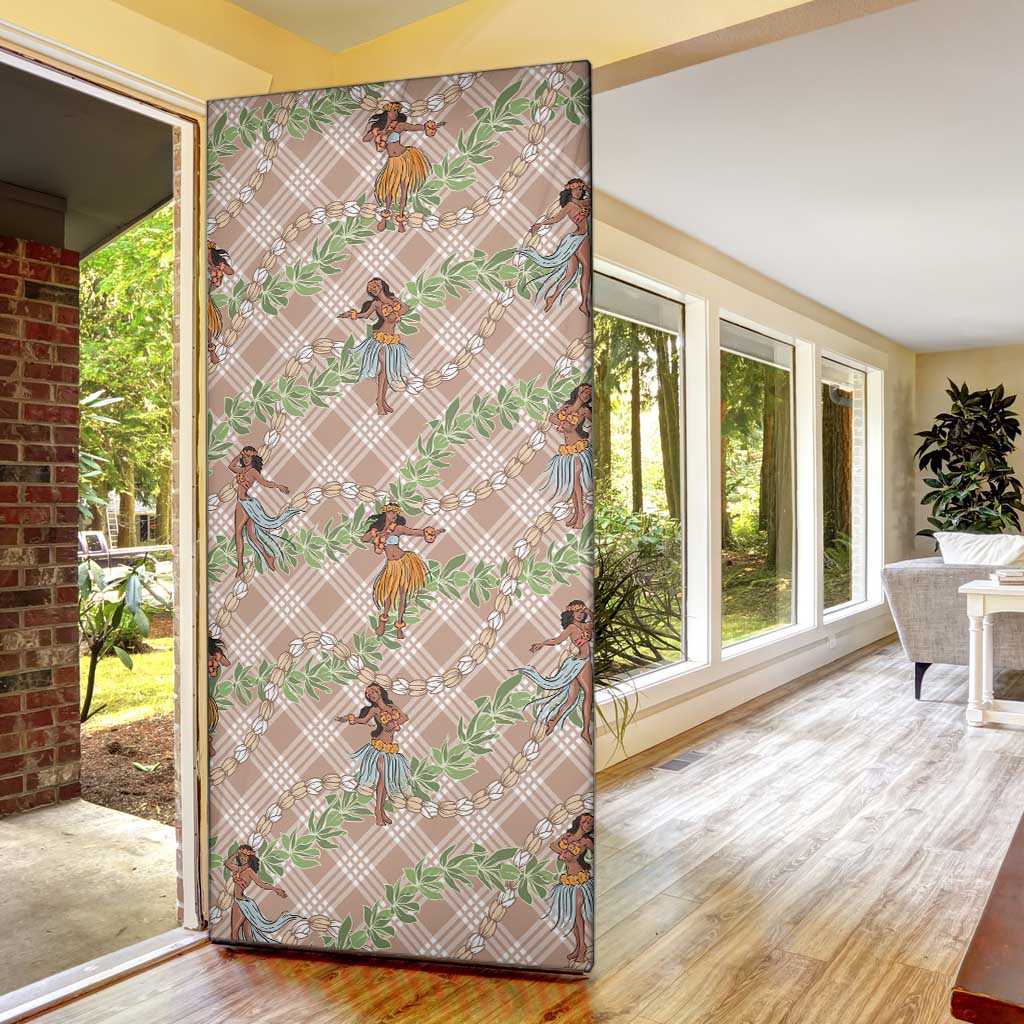 Beige Palaka Hula Girls Seamless Hawaii Aloha Door Cover LT7 - Polynesian Pride