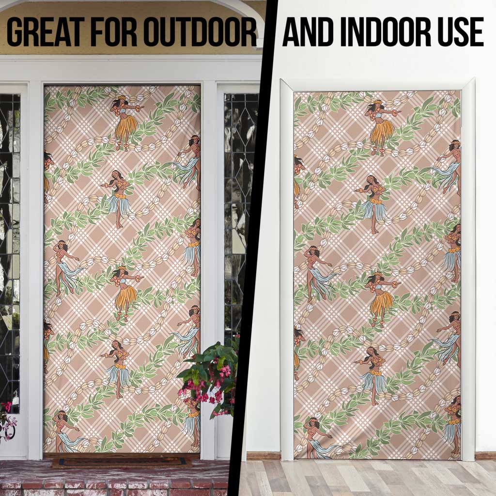 Beige Palaka Hula Girls Seamless Hawaii Aloha Door Cover LT7 - Polynesian Pride