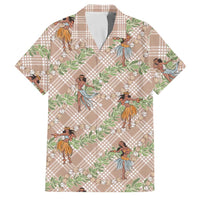 Beige Palaka Hula Girls Seamless Hawaii Aloha Family Matching Puletasi and Hawaiian Shirt - Polynesian Pride