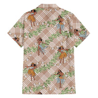 Beige Palaka Hula Girls Seamless Hawaii Aloha Family Matching Summer Maxi Dress and Hawaiian Shirt - Polynesian Pride