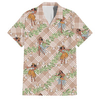 Beige Palaka Hula Girls Seamless Hawaii Aloha Hawaiian Shirt - Polynesian Pride