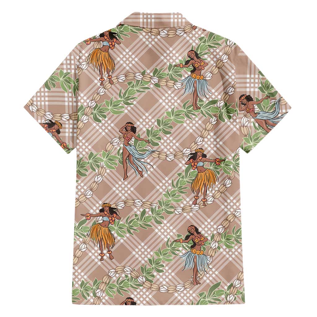 Beige Palaka Hula Girls Seamless Hawaii Aloha Hawaiian Shirt - Polynesian Pride