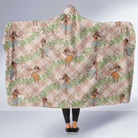 Beige Palaka Hula Girls Seamless Hawaii Aloha Hooded Blanket LT7 One Size Beige - Polynesian Pride