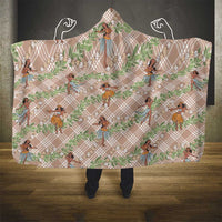 Beige Palaka Hula Girls Seamless Hawaii Aloha Hooded Blanket LT7 - Polynesian Pride
