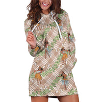 Beige Palaka Hula Girls Seamless Hawaii Aloha Hoodie Dress LT7 Beige - Polynesian Pride