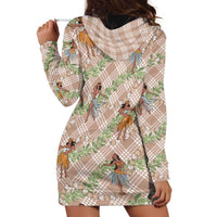 Beige Palaka Hula Girls Seamless Hawaii Aloha Hoodie Dress LT7 - Polynesian Pride
