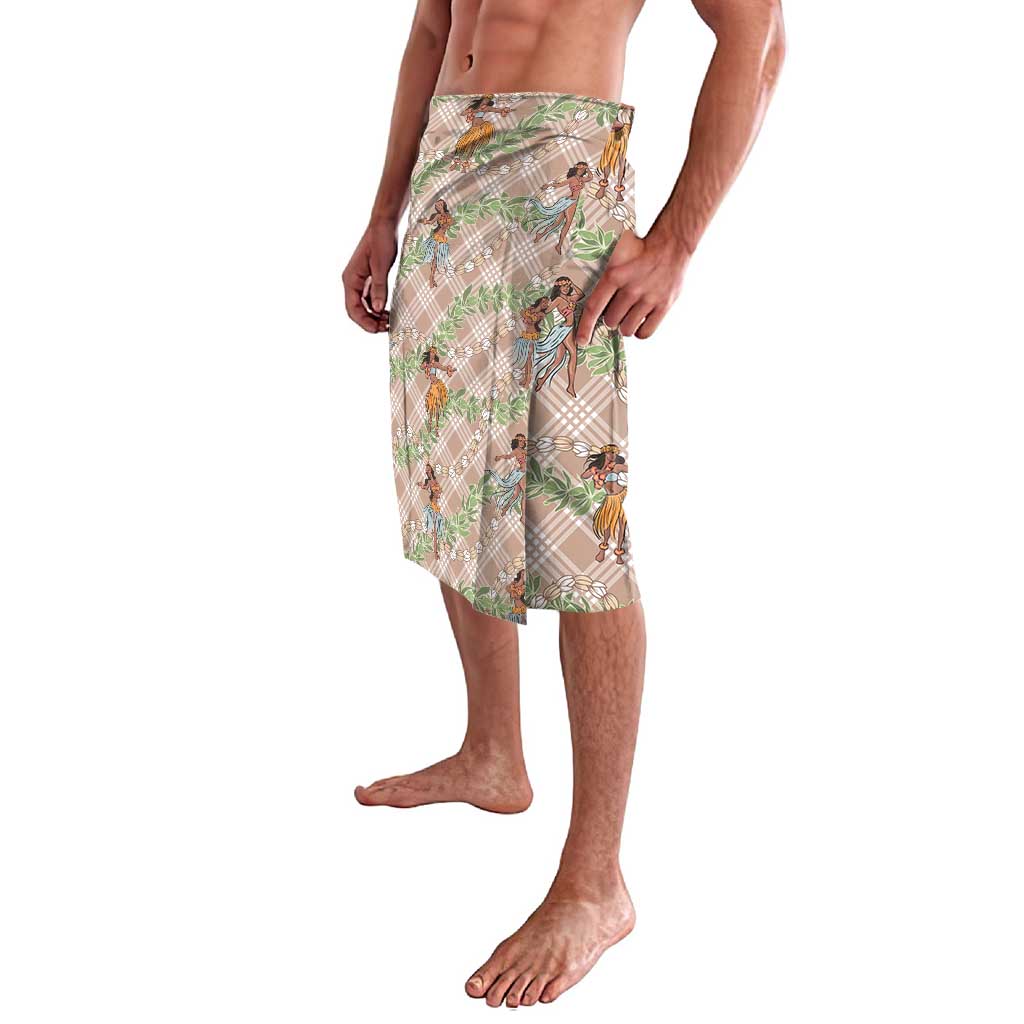 Beige Palaka Hula Girls Seamless Hawaii Aloha Lavalava - Polynesian Pride