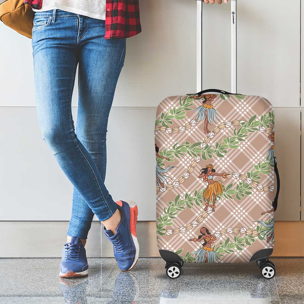 Beige Palaka Hula Girls Seamless Hawaii Aloha Luggage Cover - Polynesian Pride