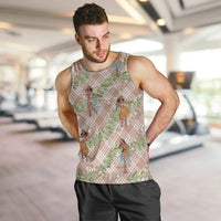 Beige Palaka Hula Girls Seamless Hawaii Aloha Men Tank Top LT7 Beige - Polynesian Pride