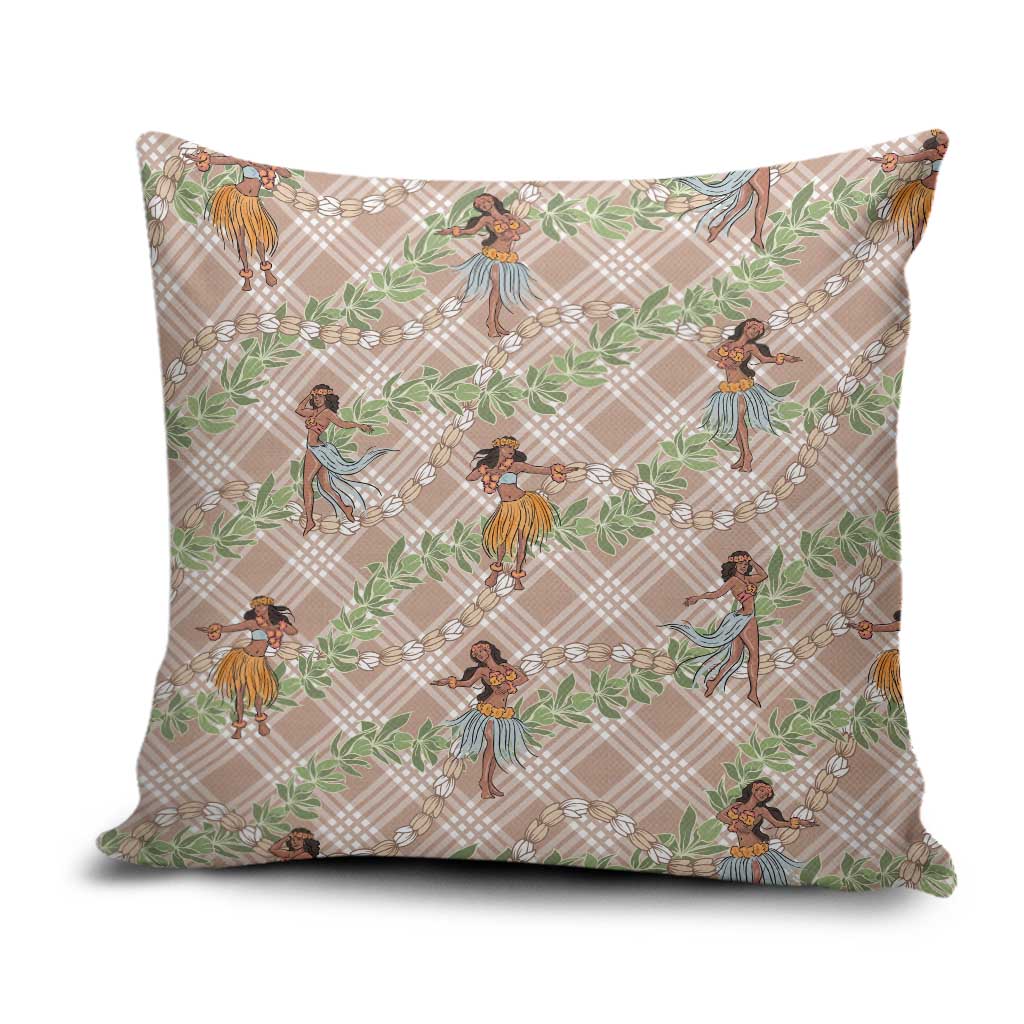 Beige Palaka Hula Girls Seamless Hawaii Aloha Pillow Cover LT7 Beige - Polynesian Pride