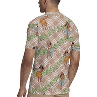 Beige Palaka Hula Girls Seamless Hawaii Aloha Rugby Jersey - Polynesian Pride