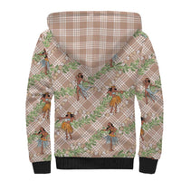 Beige Palaka Hula Girls Seamless Hawaii Aloha Sherpa Hoodie - Polynesian Pride