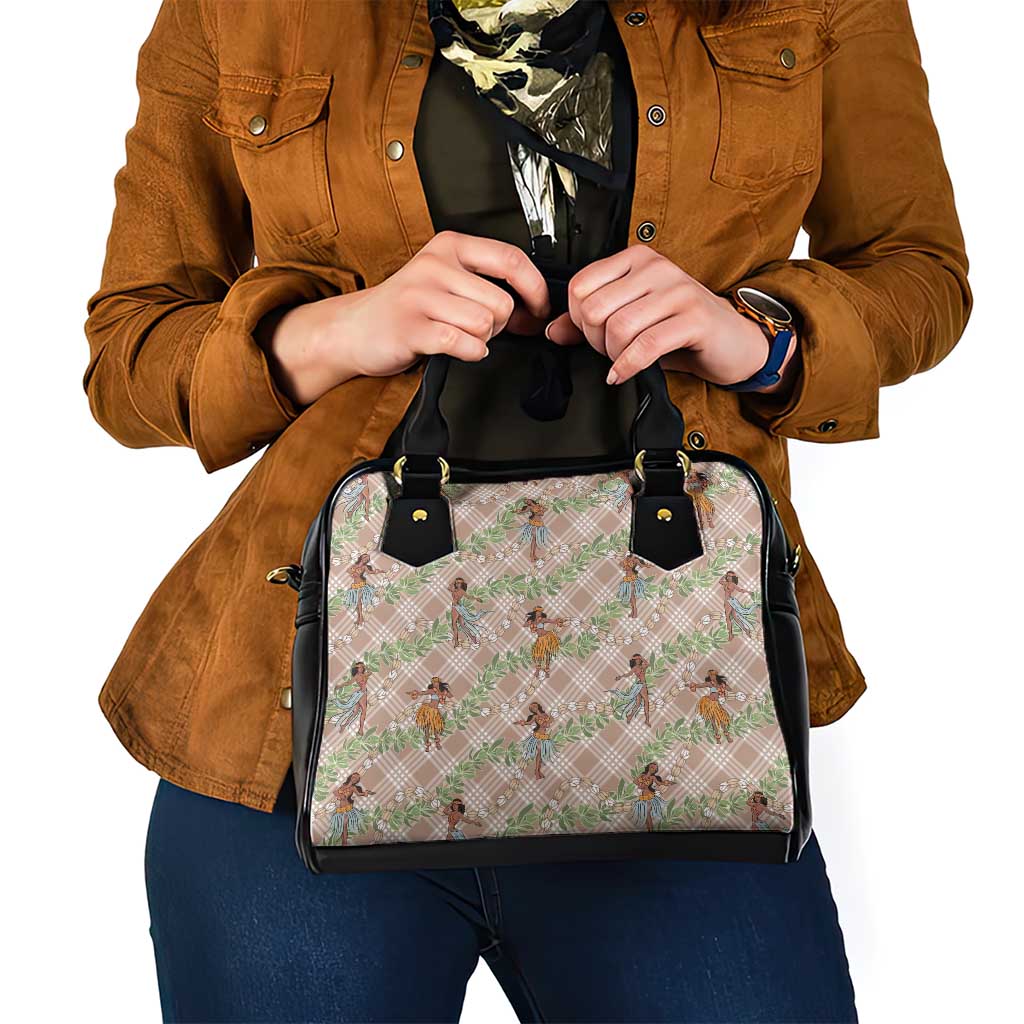 Beige Palaka Hula Girls Seamless Hawaii Aloha Shoulder Handbag - Polynesian Pride