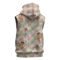 Beige Palaka Hula Girls Seamless Hawaii Aloha Sleeveless Hoodie LT7 - Polynesian Pride