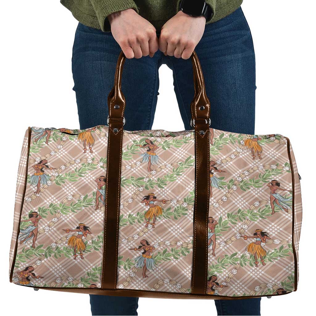 Beige Palaka Hula Girls Seamless Hawaii Aloha Travel Bag LT7 Beige - Polynesian Pride