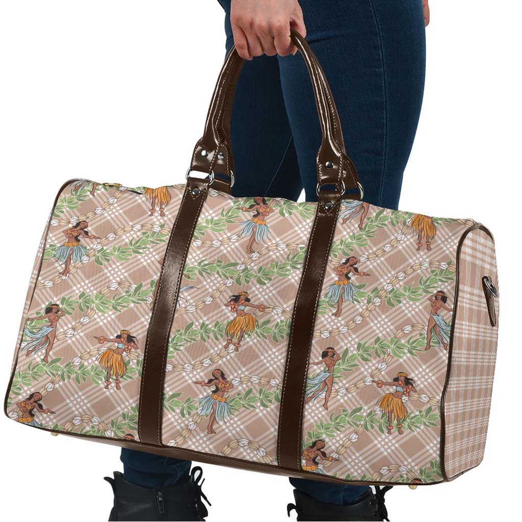 Beige Palaka Hula Girls Seamless Hawaii Aloha Travel Bag LT7 - Polynesian Pride