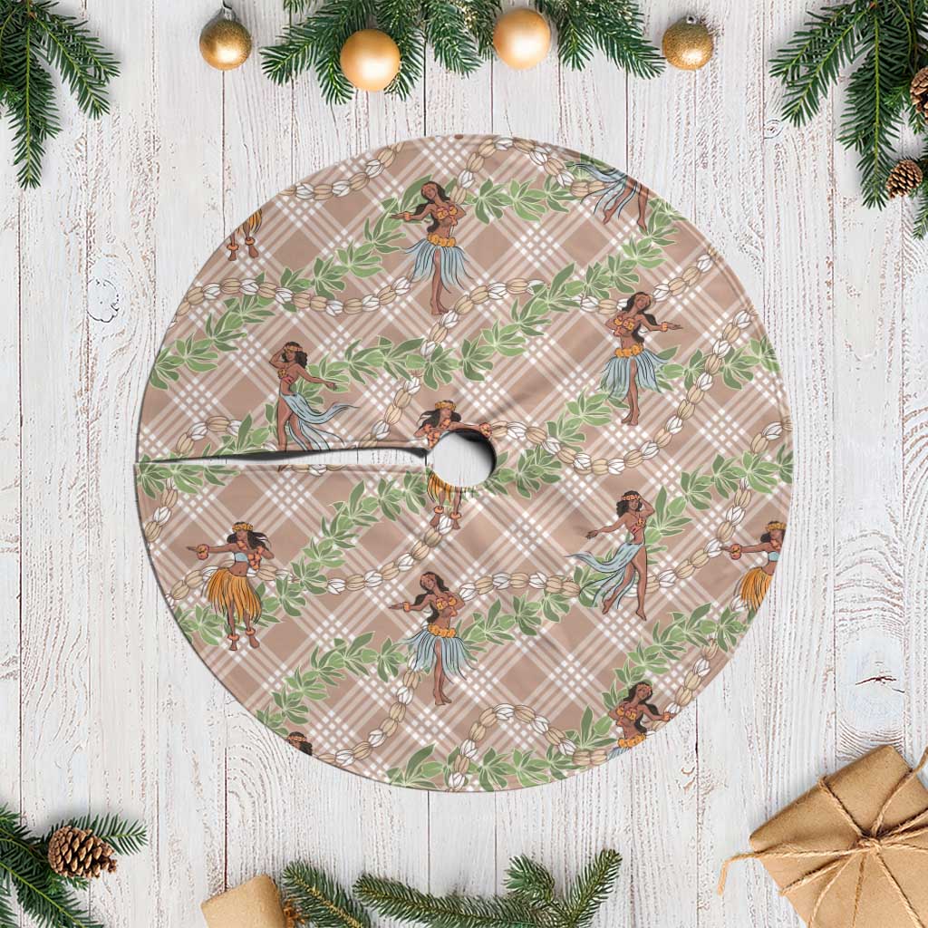 Beige Palaka Hula Girls Seamless Hawaii Aloha Tree Skirt - Polynesian Pride