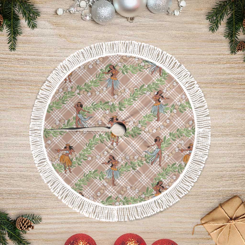 Beige Palaka Hula Girls Seamless Hawaii Aloha Tree Skirt - Polynesian Pride
