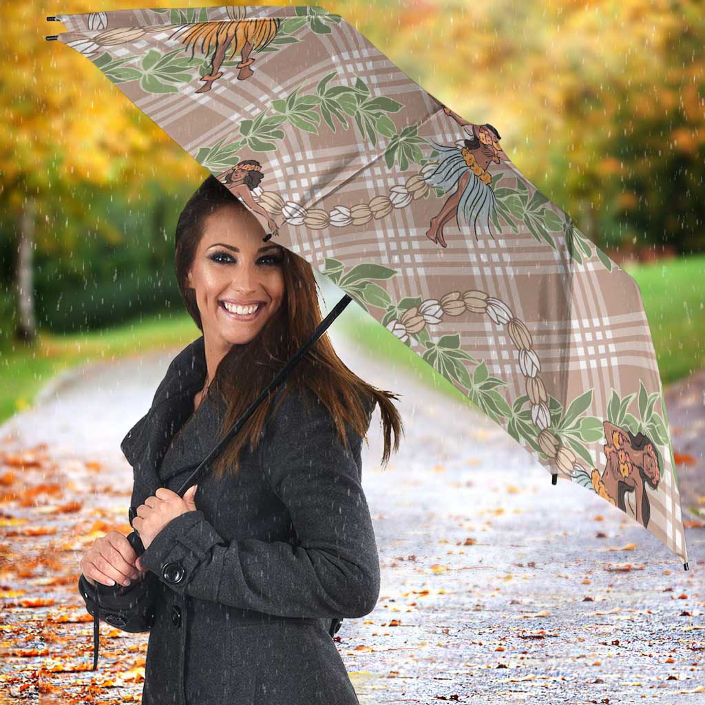 Beige Palaka Hula Girls Seamless Hawaii Aloha Umbrella - Polynesian Pride