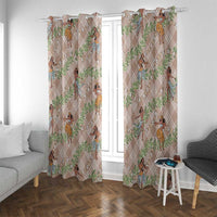 Beige Palaka Hula Girls Seamless Hawaii Aloha Window Curtain - Polynesian Pride