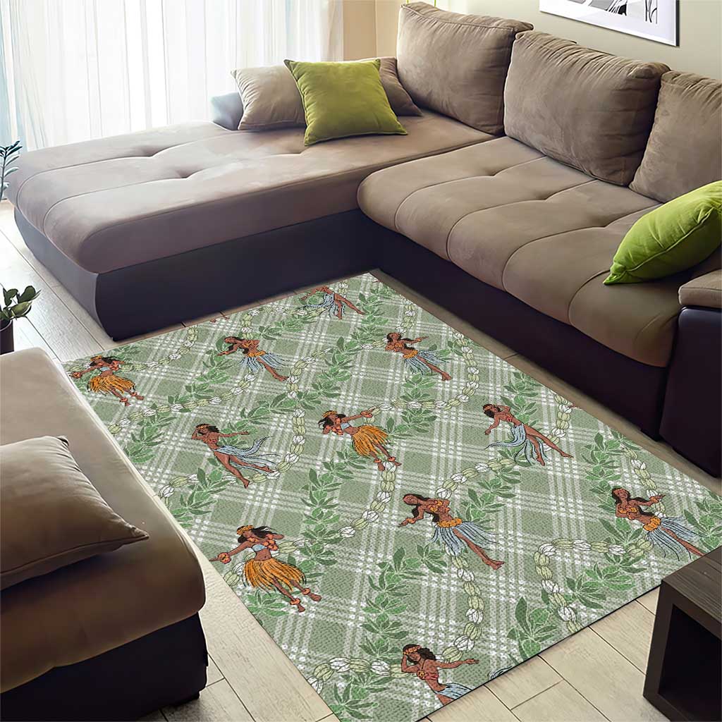 Mint Palaka Hula Girls Seamless Hawaii Aloha Area Rug - Polynesian Pride