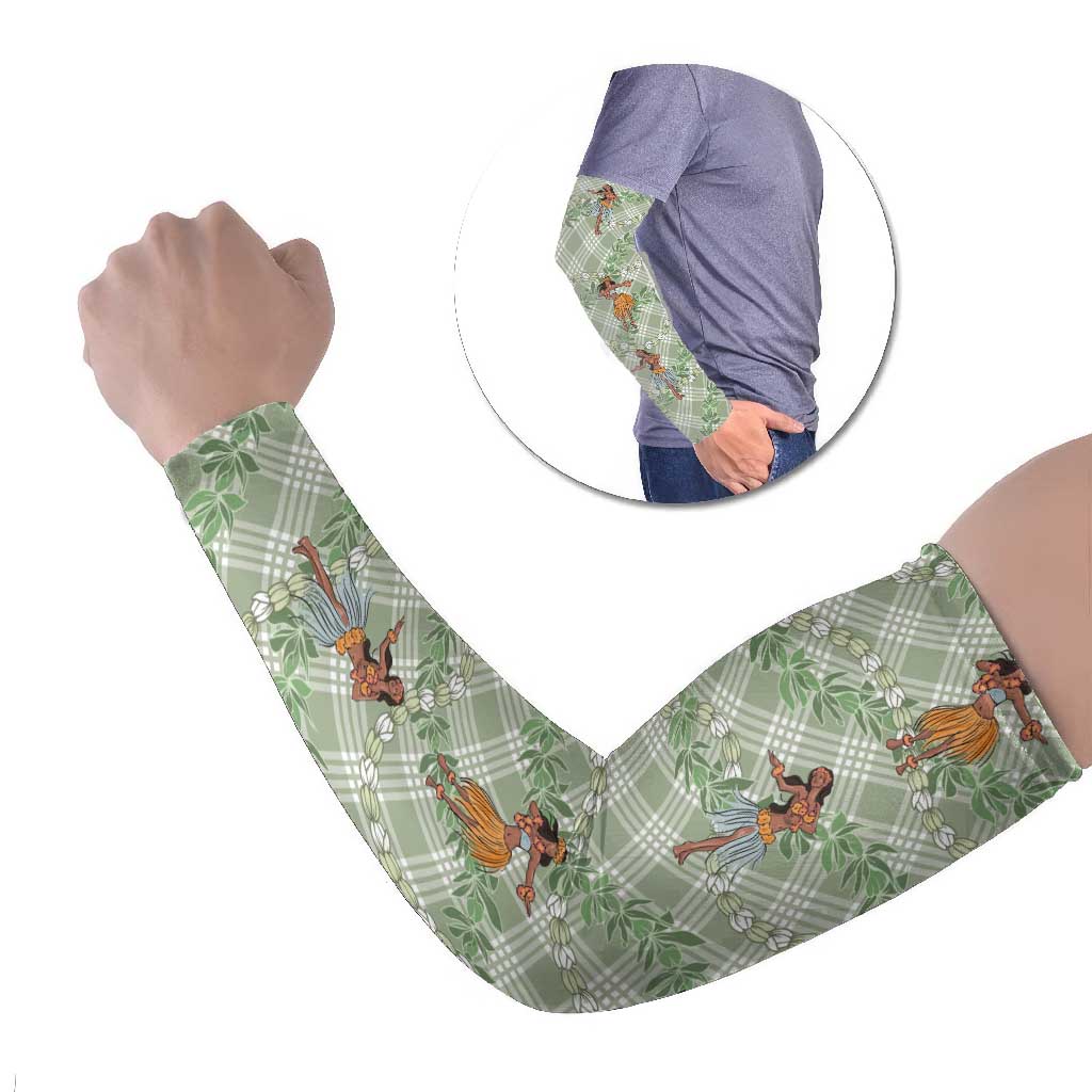 Mint Palaka Hula Girls Seamless Hawaii Aloha Arm Sleeves - Polynesian Pride