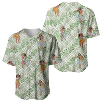 Mint Palaka Hula Girls Seamless Hawaii Aloha Baseball Jersey - Polynesian Pride