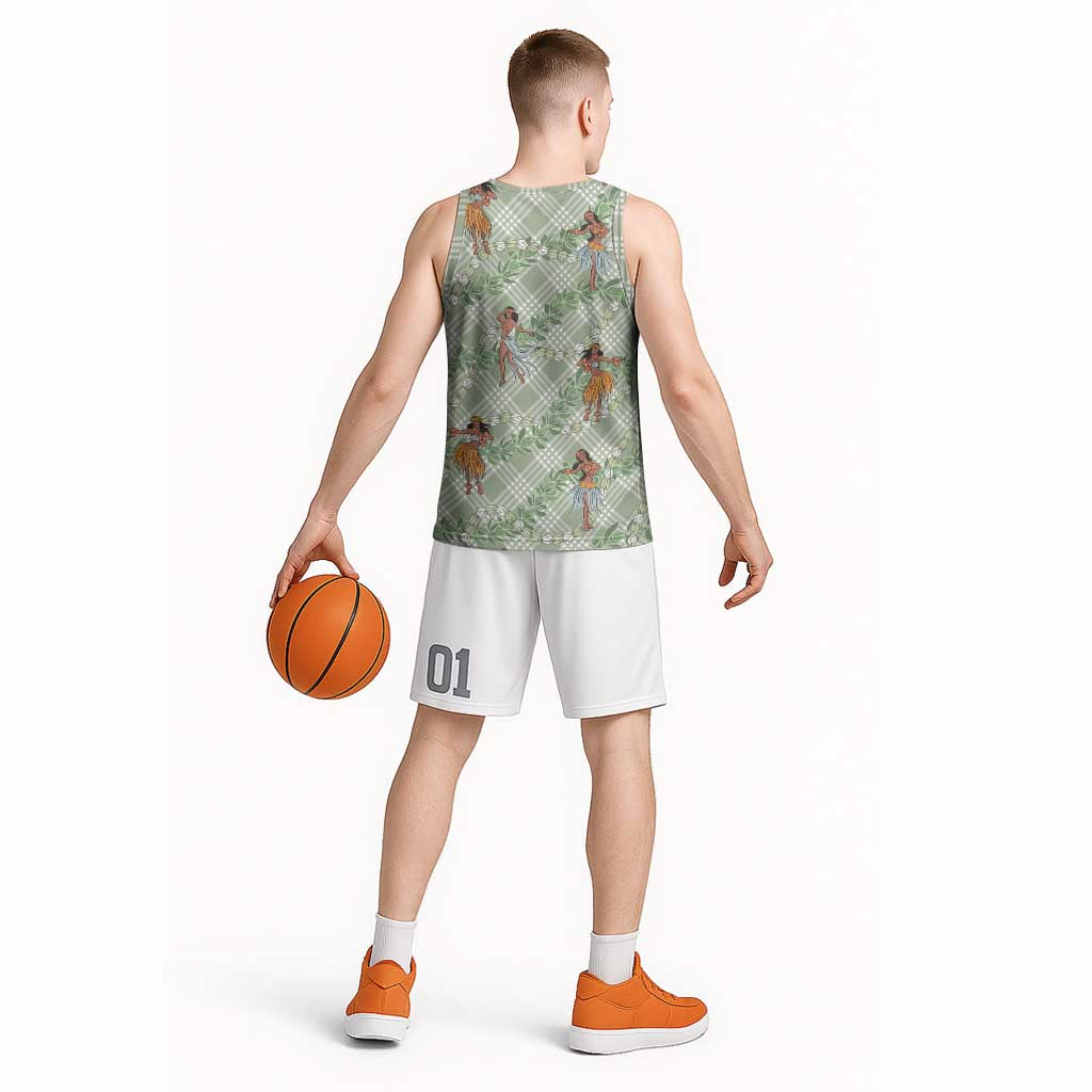 Mint Palaka Hula Girls Seamless Hawaii Aloha Basketball Jersey - Polynesian Pride