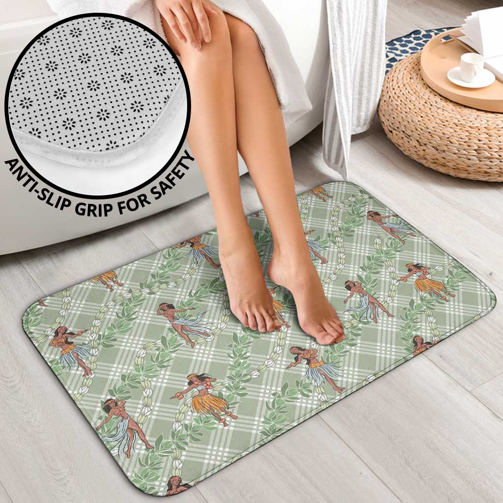 Mint Palaka Hula Girls Seamless Hawaii Aloha Bathroom Set - Polynesian Pride
