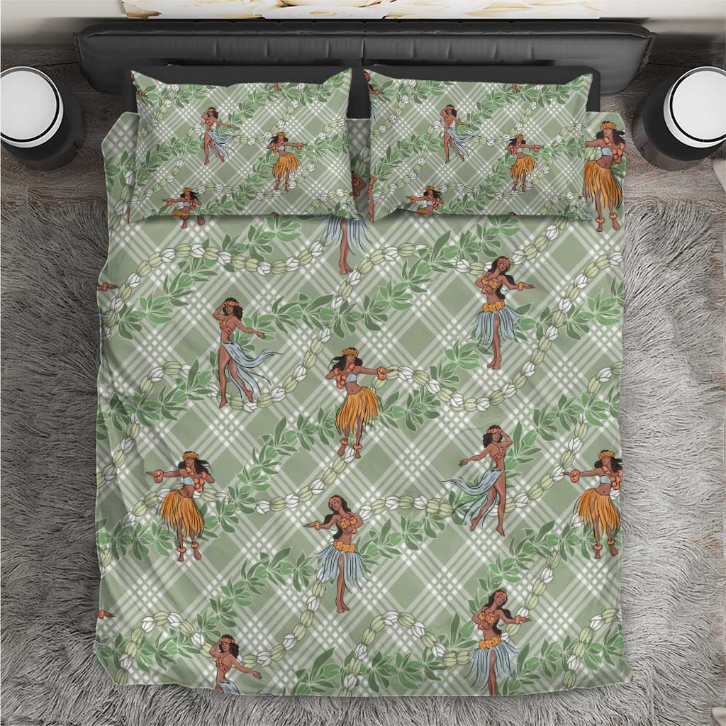 Mint Palaka Hula Girls Seamless Hawaii Aloha Bedding Set - Polynesian Pride