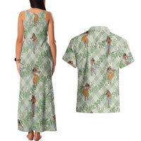 Mint Palaka Hula Girls Seamless Hawaii Aloha Couples Matching Tank Maxi Dress and Hawaiian Shirt - Polynesian Pride