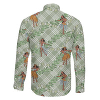 Mint Palaka Hula Girls Seamless Hawaii Aloha Family Matching Off Shoulder Short Dress and Hawaiian Shirt - Polynesian Pride