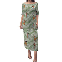 Mint Palaka Hula Girls Seamless Hawaii Aloha Family Matching Puletasi and Hawaiian Shirt - Polynesian Pride