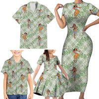 Mint Palaka Hula Girls Seamless Hawaii Aloha Family Matching Short Sleeve Bodycon Dress and Hawaiian Shirt - Polynesian Pride