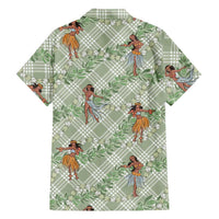 Mint Palaka Hula Girls Seamless Hawaii Aloha Family Matching Short Sleeve Bodycon Dress and Hawaiian Shirt - Polynesian Pride