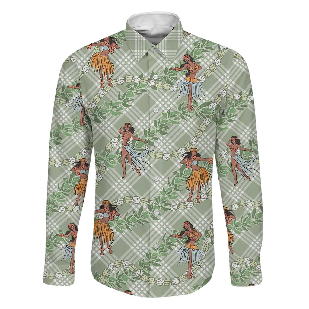Mint Palaka Hula Girls Seamless Hawaii Aloha Family Matching Summer Maxi Dress and Hawaiian Shirt - Polynesian Pride