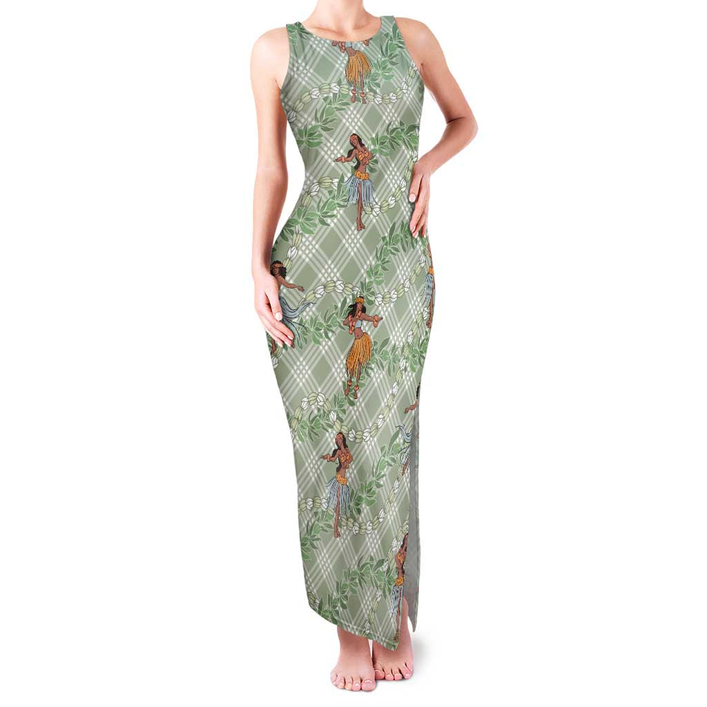Mint Palaka Hula Girls Seamless Hawaii Aloha Family Matching Tank Maxi Dress and Hawaiian Shirt - Polynesian Pride