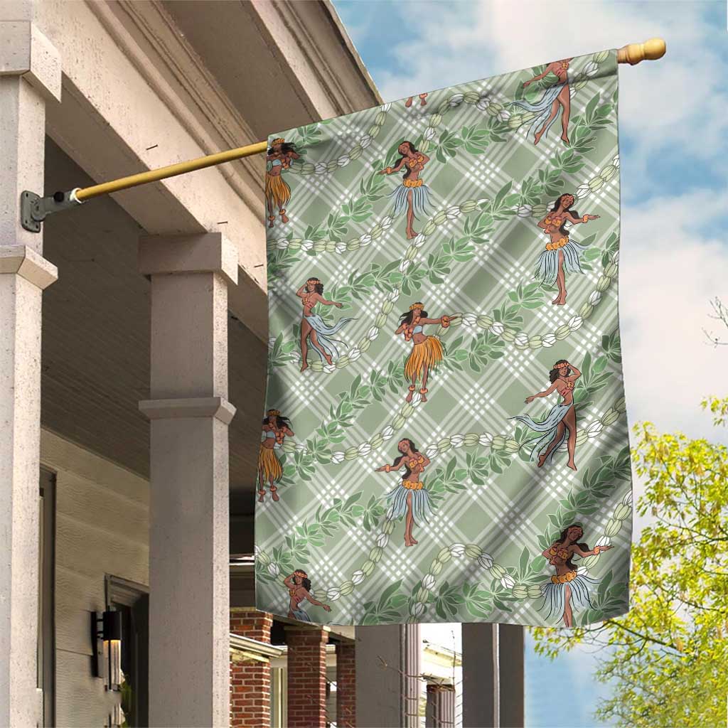 Mint Palaka Hula Girls Seamless Hawaii Aloha Garden Flag - Polynesian Pride