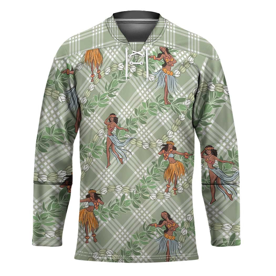 Mint Palaka Hula Girls Seamless Hawaii Aloha Hockey Jersey - Polynesian Pride