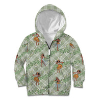 Mint Palaka Hula Girls Seamless Hawaii Aloha Kid Hoodie - Polynesian Pride