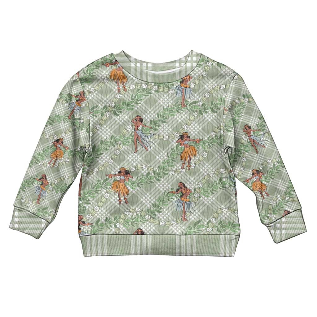 Mint Palaka Hula Girls Seamless Hawaii Aloha Kid Ugly Christmas Sweater LT7 Kid Mint - Polynesian Pride