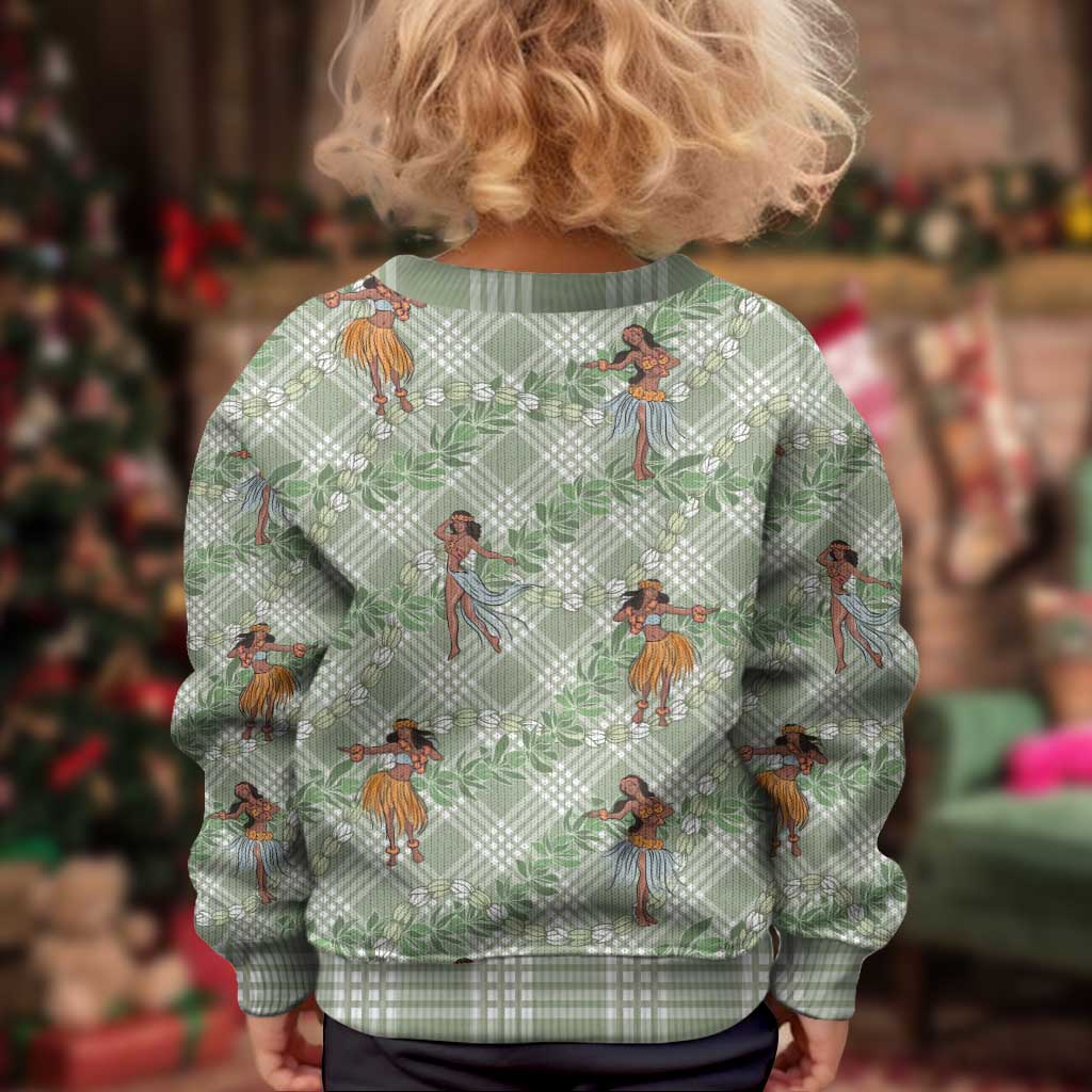 Mint Palaka Hula Girls Seamless Hawaii Aloha Kid Ugly Christmas Sweater LT7 - Polynesian Pride