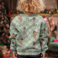 Mint Palaka Hula Girls Seamless Hawaii Aloha Kid Ugly Christmas Sweater LT7 - Polynesian Pride