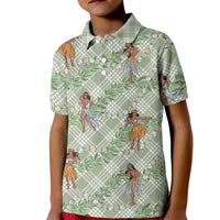 Mint Palaka Hula Girls Seamless Hawaii Aloha Kid Polo Shirt LT7 Kid Mint - Polynesian Pride