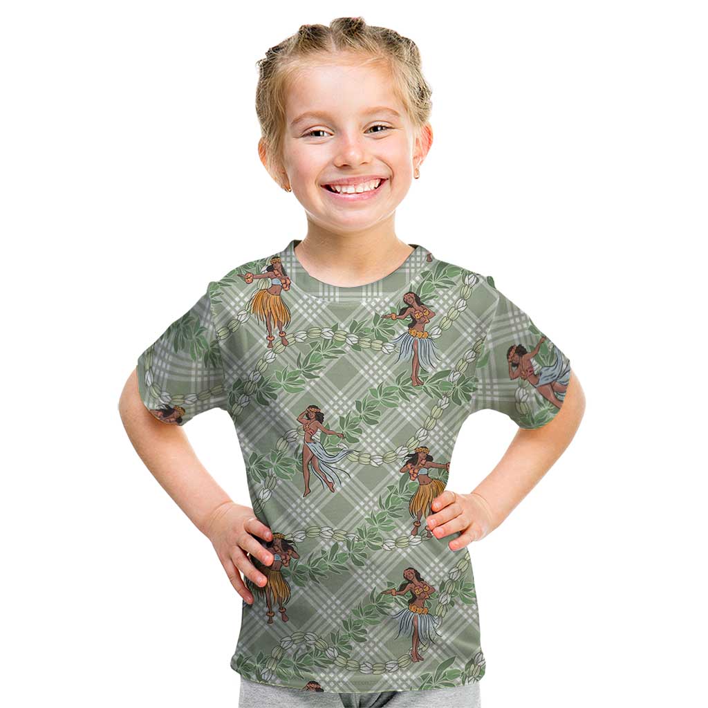 Mint Palaka Hula Girls Seamless Hawaii Aloha Kid T Shirt LT7 Mint - Polynesian Pride