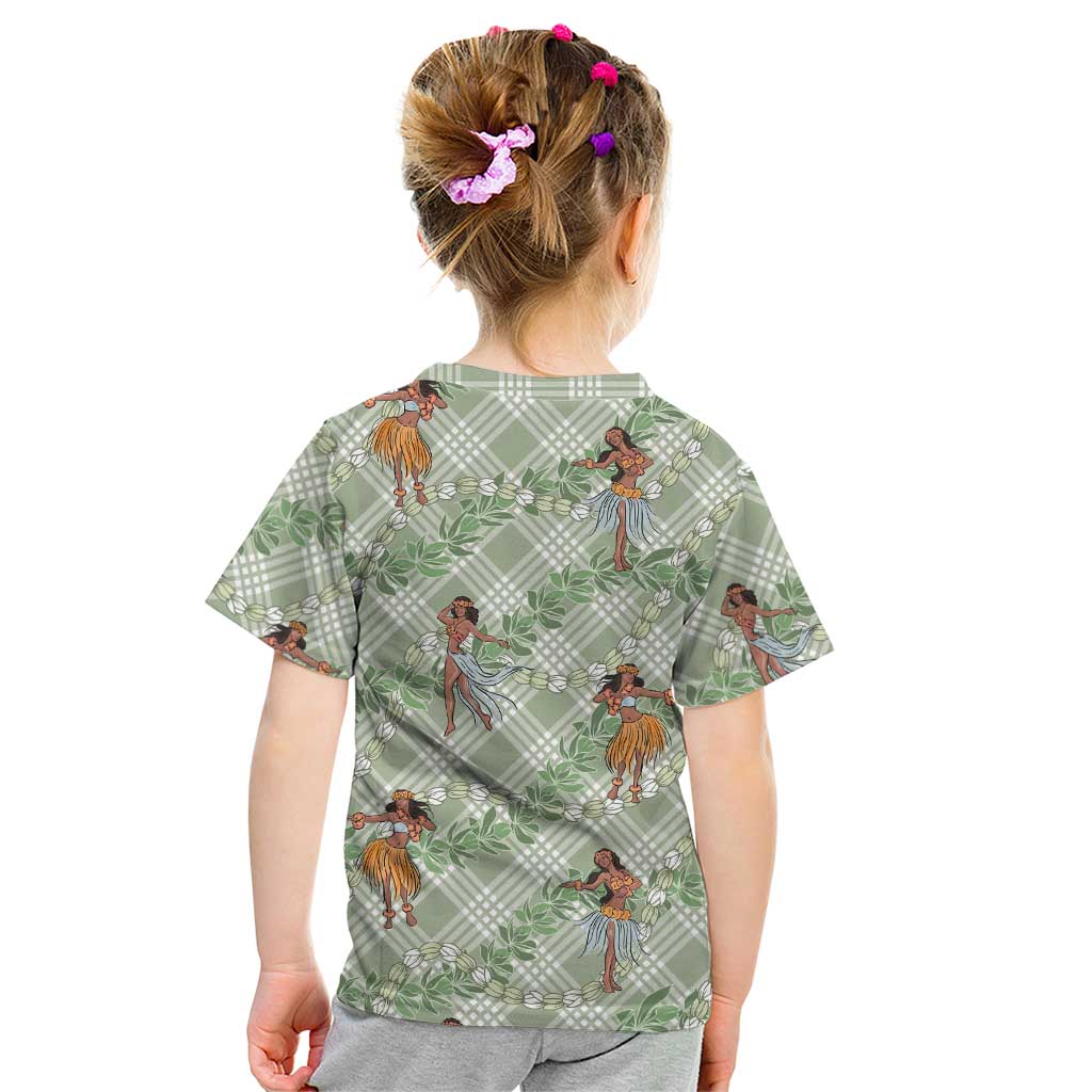 Mint Palaka Hula Girls Seamless Hawaii Aloha Kid T Shirt LT7 - Polynesian Pride